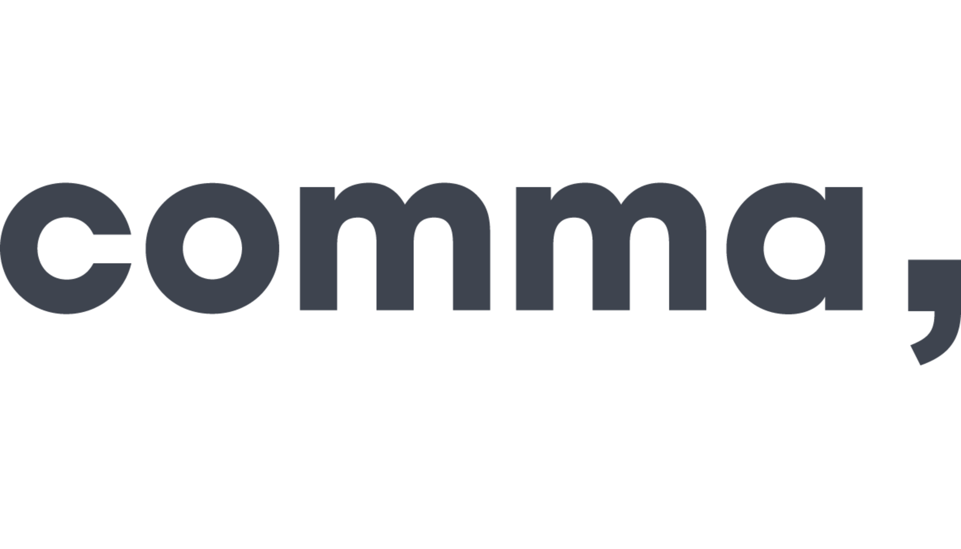 The image features the word "comma" in a large, bold font.